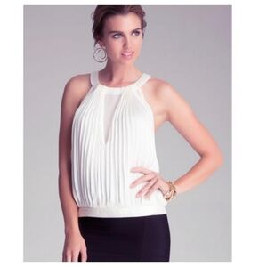 Bebe Pleated Circle Neck Halter Top
